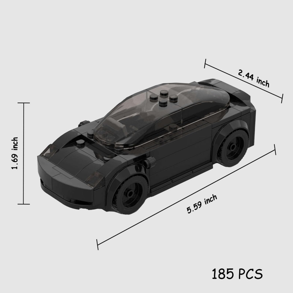 185PCS Black Electric Sports Car Building Blocks With Charger, Modern EV Vehicle Toy Kit For Kids And Adults,Collectible Car Gift