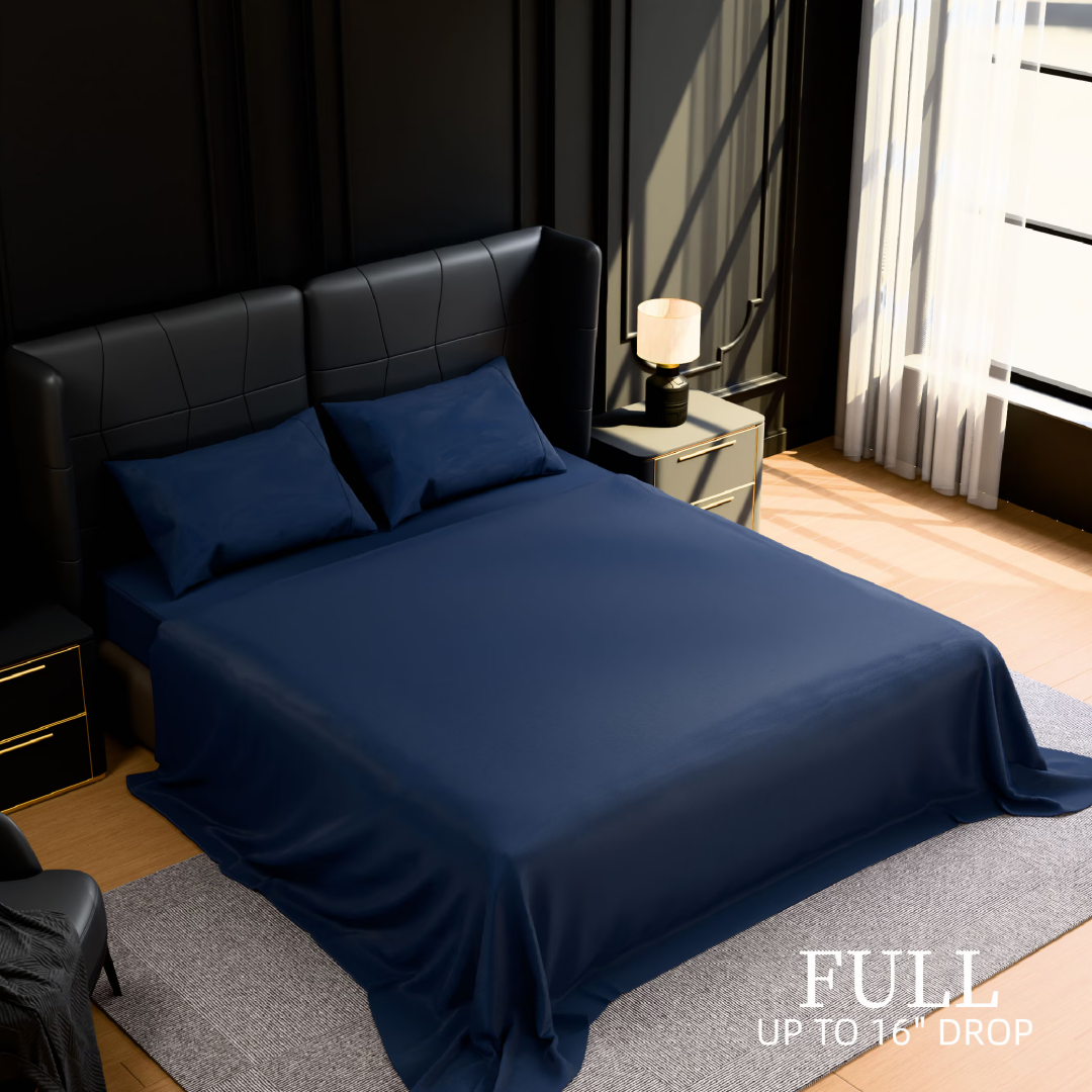 Bedding Full Bed Sheets Set 4 Piece Bedding - Brushed Microfiber Shrinkage And Fade Resistant - Easy Care Full, Navy Blue