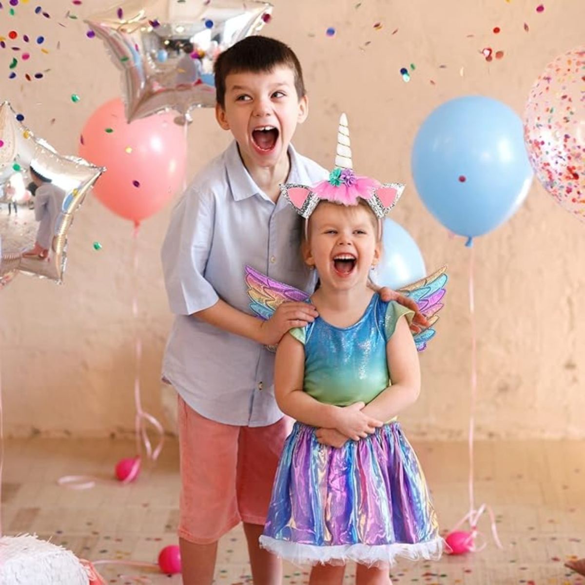 -Party Gifts: Purple Unicorn Costume, Sheer Dress, Sparkly Christmas Headband, Carnival Role-Playing Birthday Party