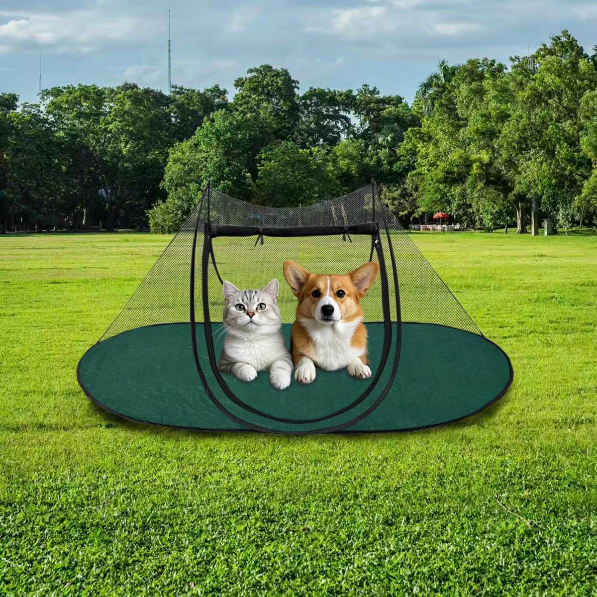 Pop-Up Pet Tent For Cats And Small Dogs, Black Mesh Enclosure With Carry Bag, Portable Outdoor Travel Playpen