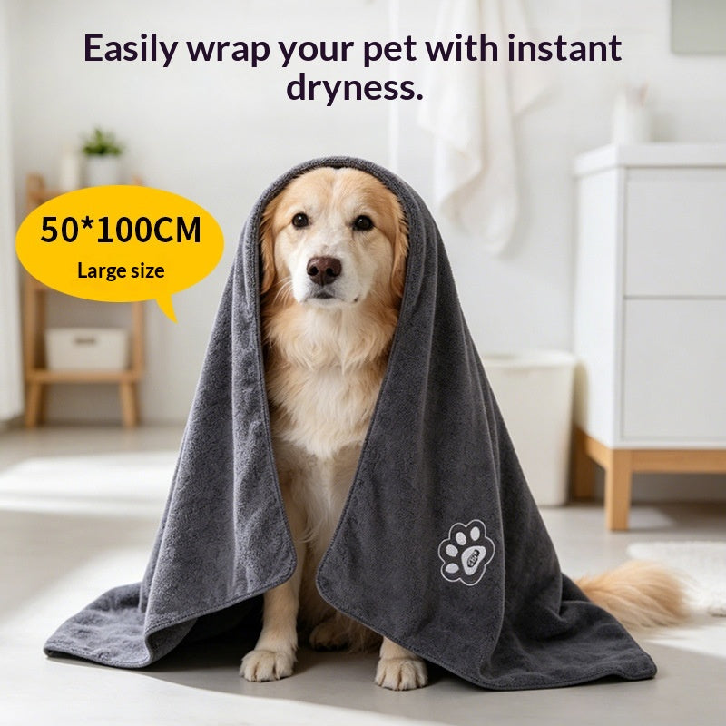 Microfiber Embroidered Large Bath Towel For Cats And Dogs