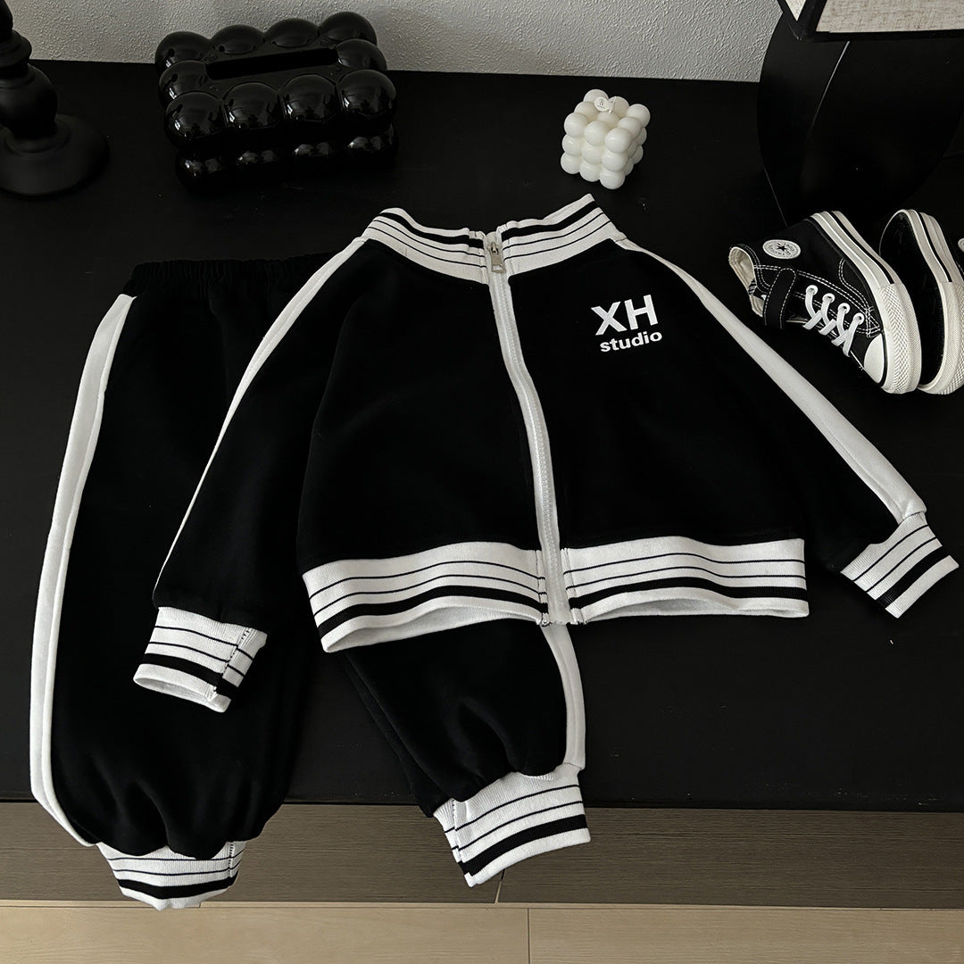 Childrens Korean-style Sports Top And Pants Set