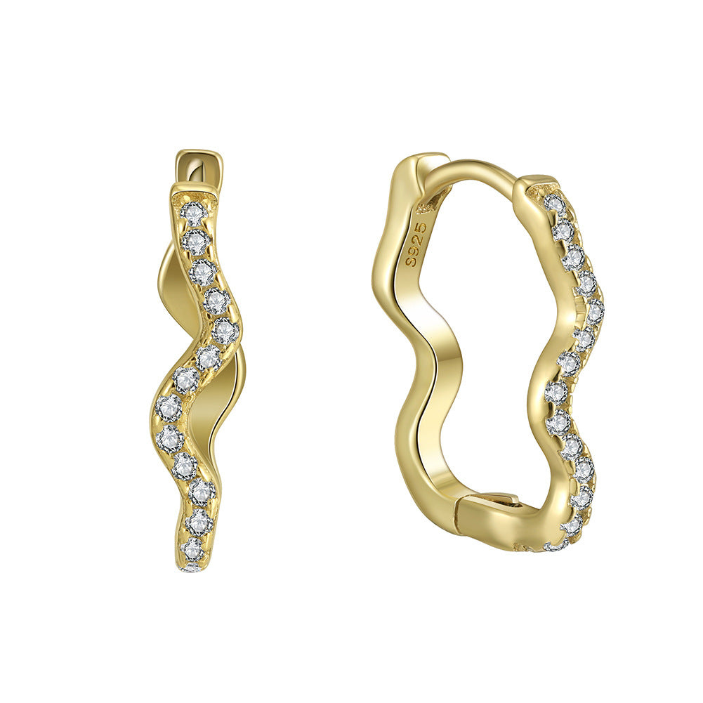 S925 Silver Accessories Advanced Simple Geometric Glossy Zircon Jewelry