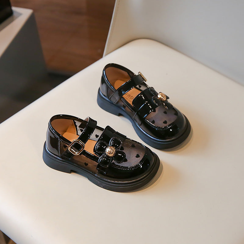 SpringSummer New Style Girls Leather Shoes Korean-Style Hollowed-Out Breathable