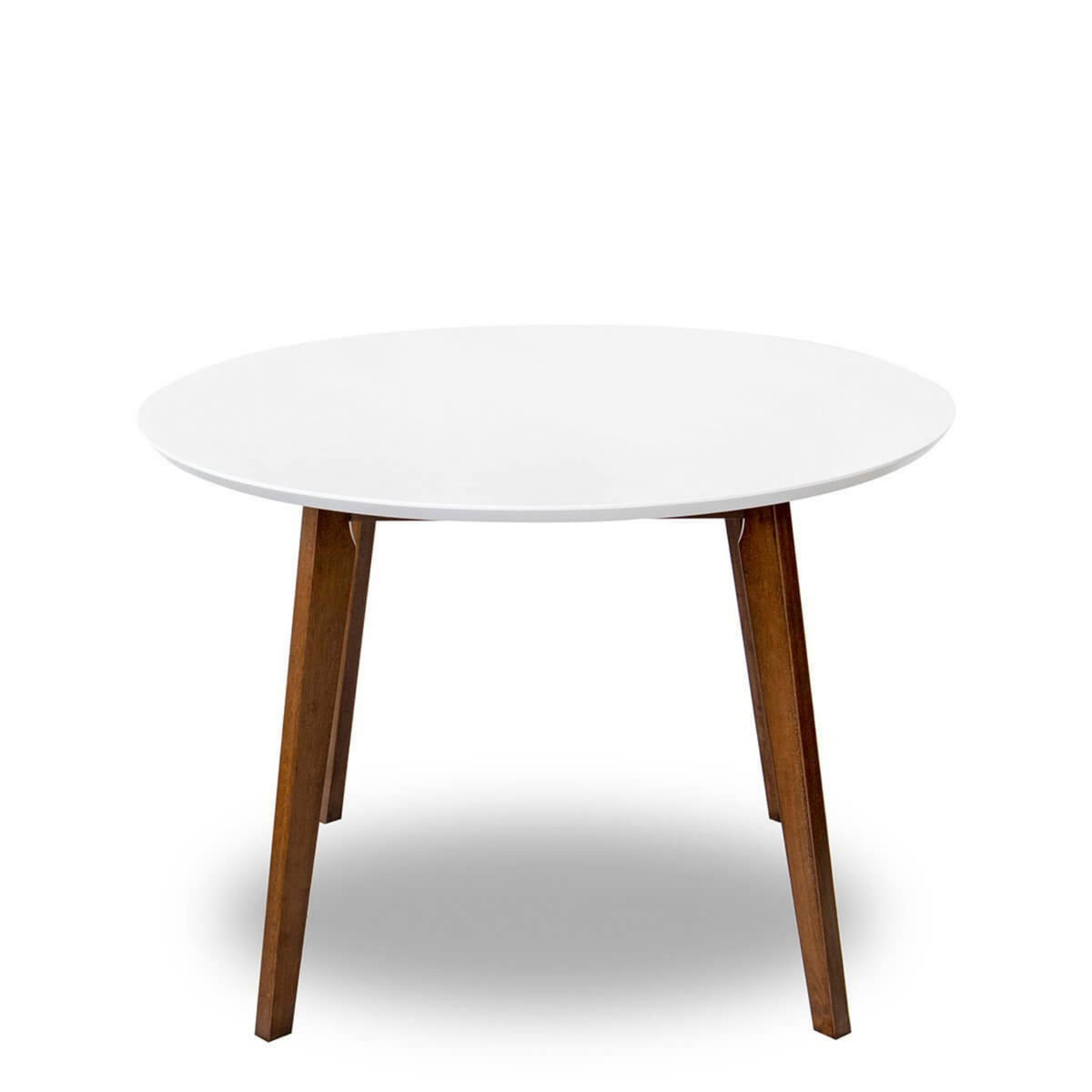 Alina Contemporary Dining Table With Smooth White Finish And Solid Wood Base 43 Diameter X 29.5 H Kitchen Dining Room Circle Dinner Pedestal Table