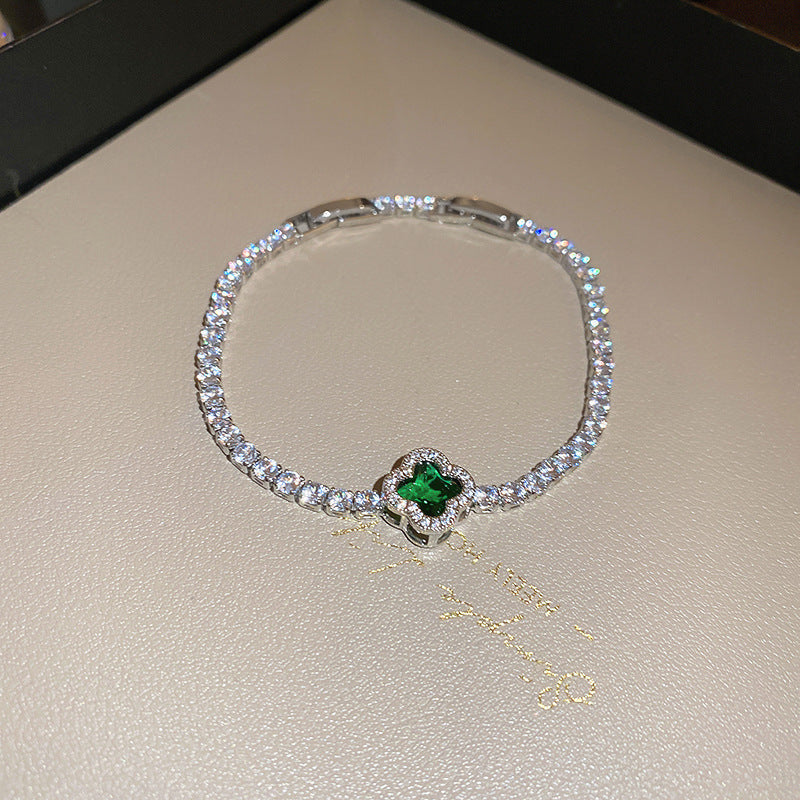 French Design Floral Buckle CZ Bracelet Dainty Exquisite Bangle Elegant Flower Clasp Fashion Wrist Accessory