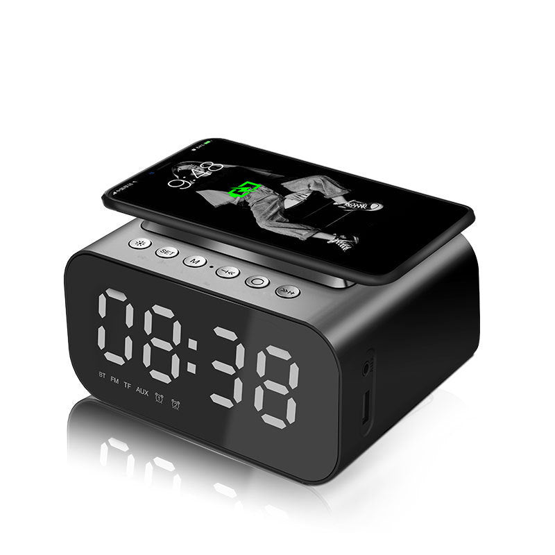 Wireless Charging Bluetooth Speaker With Alarm Clock Sound