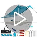 VILLEY Beach Tent Sun Shelter with UPF50+ Protection for 5 Person, 8x7FT Portable Sun Shade with 2 Stability Poles and 4 S...