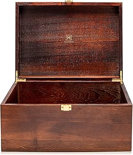 Wooden Gift Boxes - Large Memory Box For Keepsakes, Decorative Boxes With Lids, Wooden Box With Hinged Lid, Wood Boxes, St...