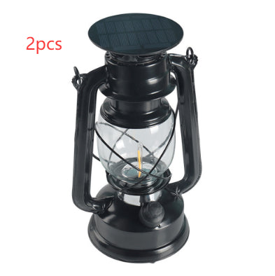Solar-powered Glass Kerosene Lamp Outdoor Waterproof Camping Light