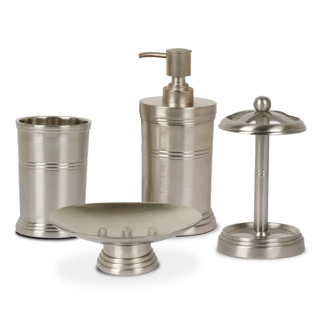 Stainless Steel Liquid Soap Dispenser Pump Bottle Bathroom Vanity & Kitchen Sink,Holds Soap,Lotion & Sanitizer Brushed Pewter Finish