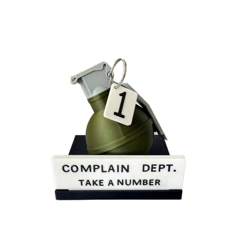 Complaint Department Grenade Desk Sign