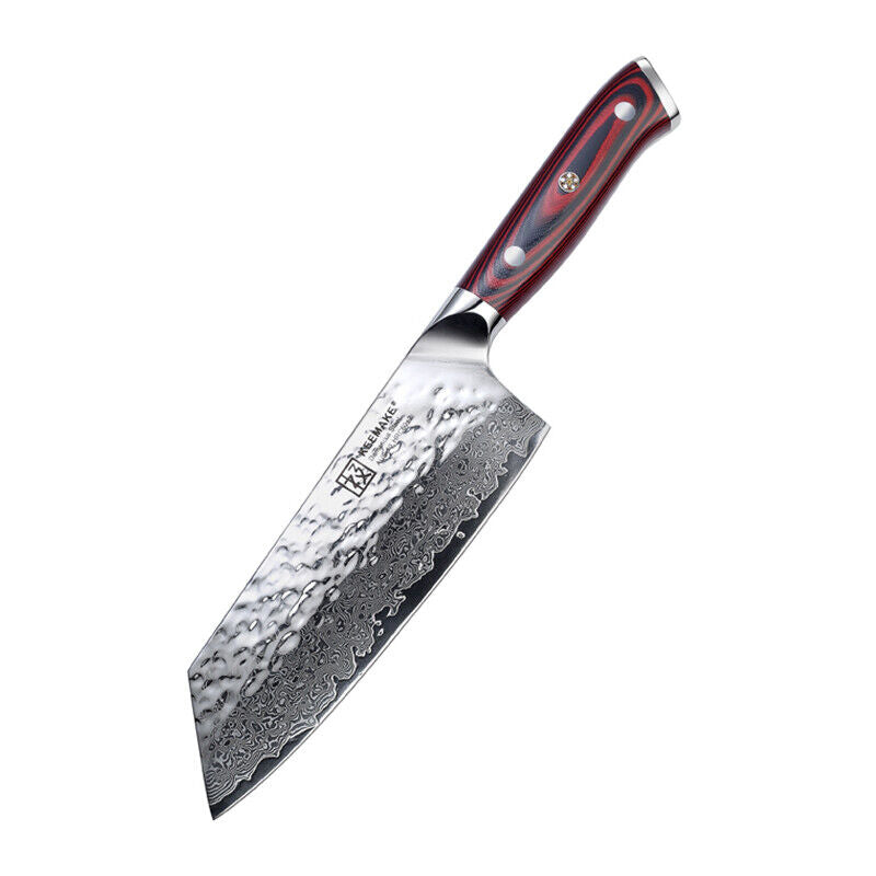 Keemake Nakiri Knife 7 Inch Damascus Steel Kitchen Chinese Meat Cleaver Knife