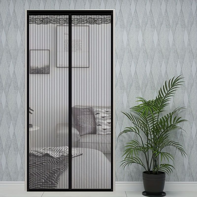 1 Easy-to-install Magnetic Screen Door - Pet-friendly, No-drill Mesh Curtain With Auto-close Feature, Durable And Weather-resistant, Includes Thumbtacks And Double-sided Tape, Perfect For Wooden And A