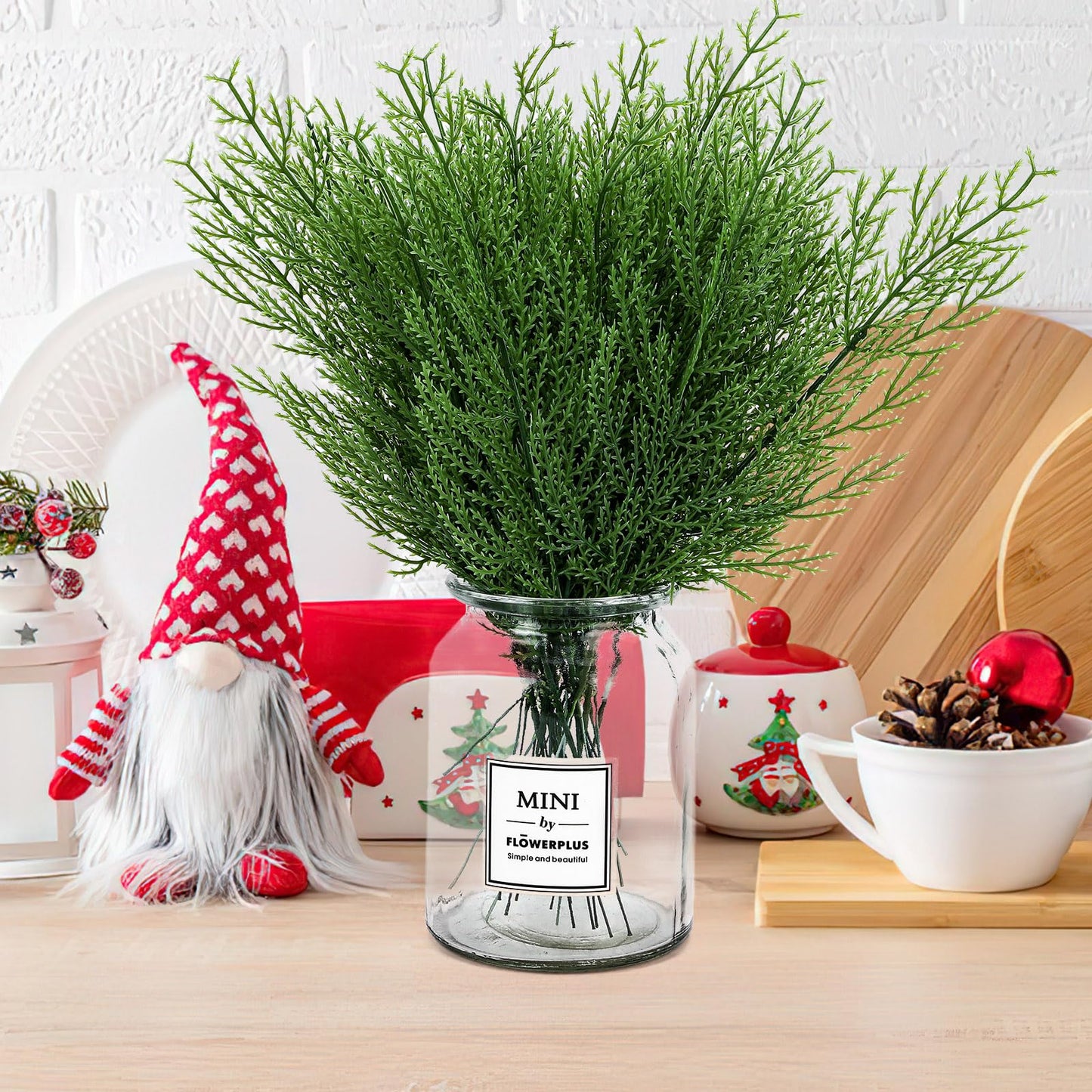 60 Pieces Artificial Pine Branches, Artificial Cedar Stems And Artificial Snow Pine Branches For Christmas Decoration Christmas Picks For DIY Garland Craft Family Kitchen Holiday Decoration Clearance
