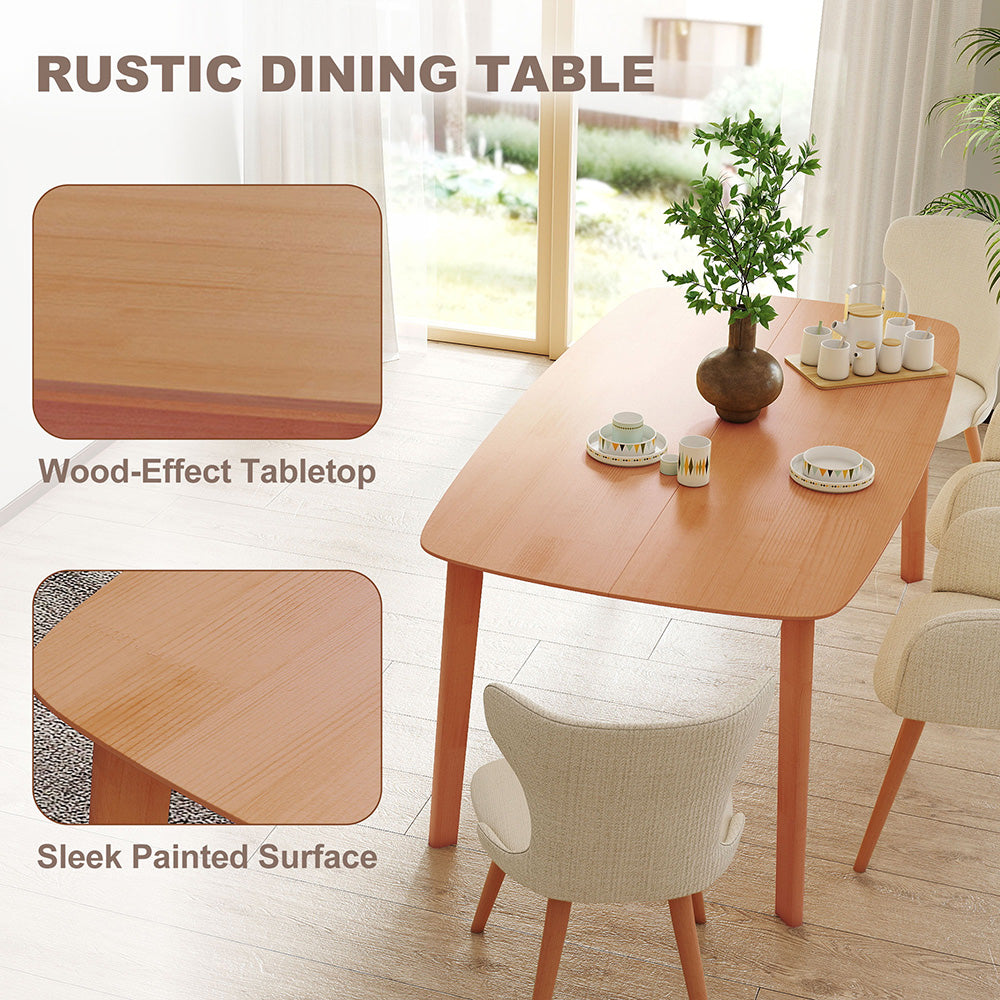 Pine Wood Dining Table For 6 Rustic Rectangular Kitchen Table Solid Wood With Large Table Top Non-slip Foot Pads For Dining Room