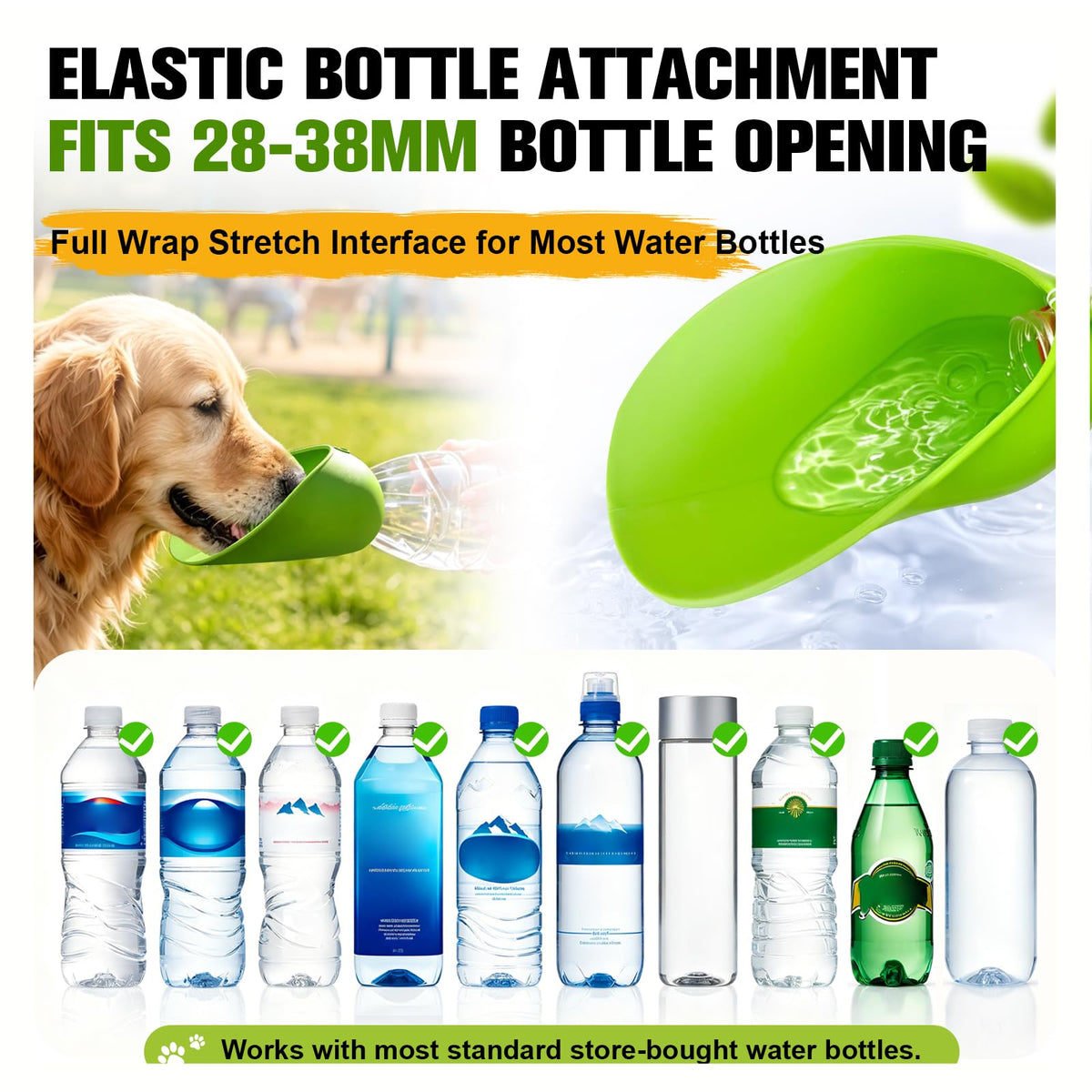 Portable Dog Water Bottle Attachment, Slip-On Pet Water Bowl For Walks Silicone Dog Drink Dispenser, Fits Standard Water Bottles,Ideal For Daily Walks & Travel, Quick Rinse & Easy Setup