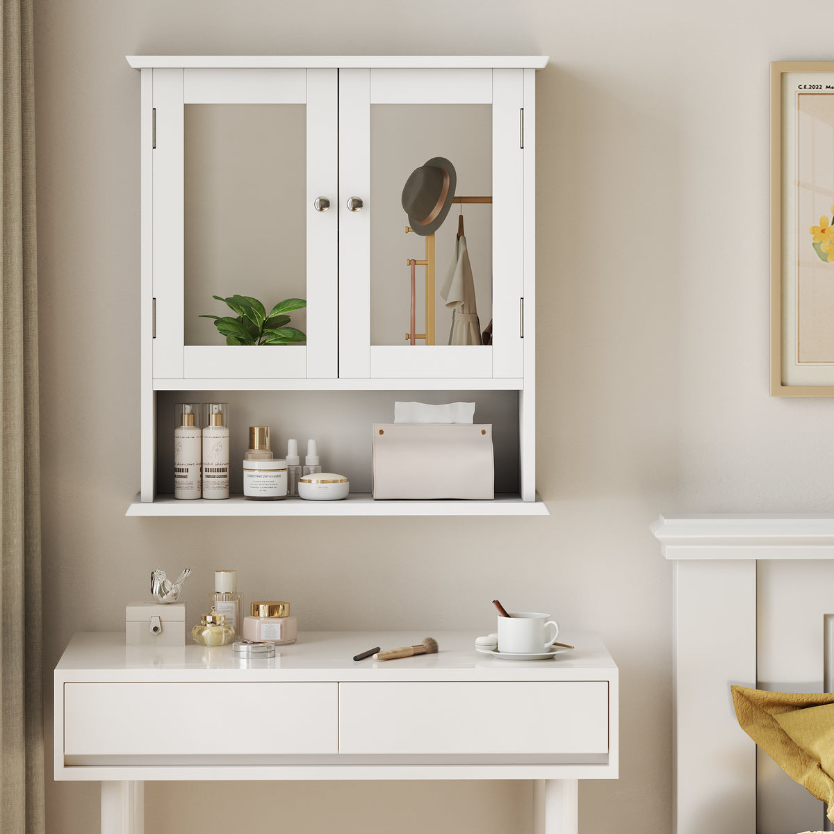 Bathroom Cabinet With Mirror, White Medicine Cabinet With Adjustable Shelf, Toilet Cabinet In Laundry Room And Kitchen
