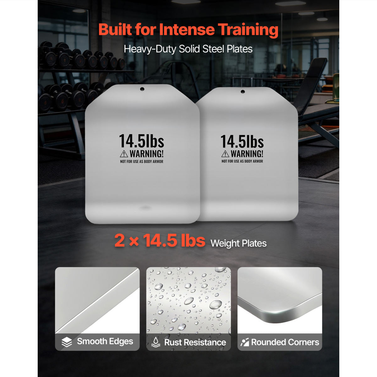 Curved Weight Vest Plates, 14.5 LB Pairs, Premium Steel Tactical Weighted Plates For Vest, Ergonomic Design, For Strength Endurance Training, Running, Jogging, Fitness, Heavy Workouts