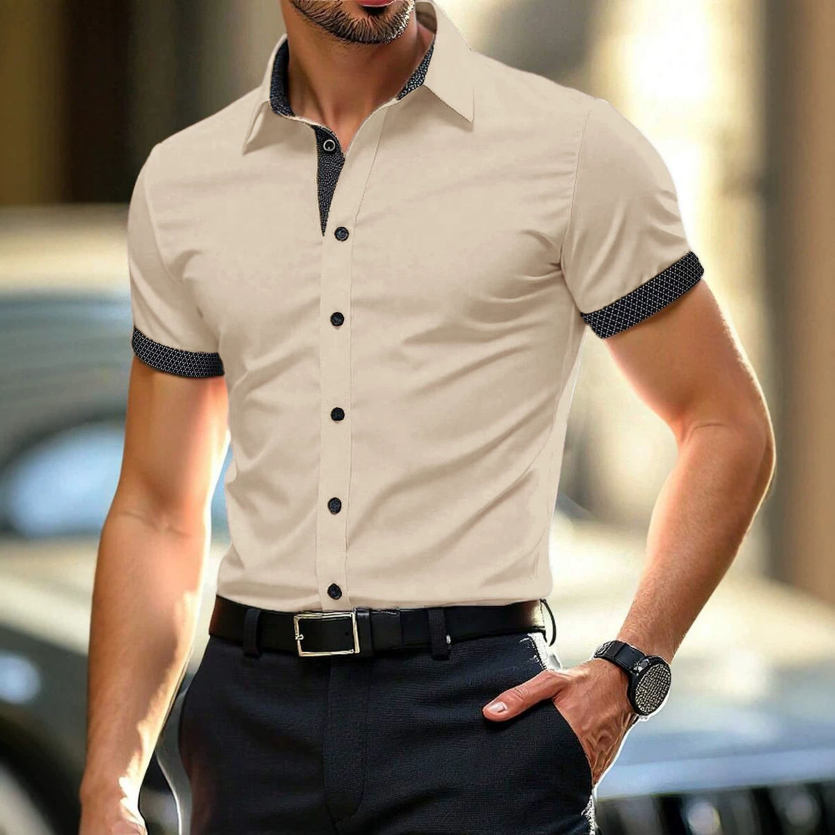 Summer Mens Short-sleeve Casual Fashion Shirt