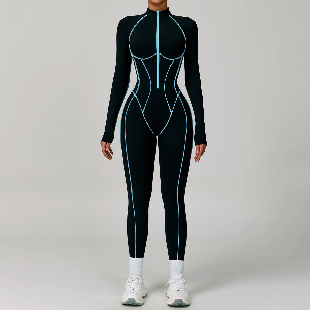 Contrast Color One-piece Quick-drying Yoga Clothes Back Tight Workout Clothes High Strength Sports Running Jumpsuit 9317