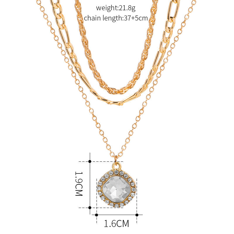 Multi-layer Pendant Necklace Fashion Women's Accessories Hemp Flowers Chain