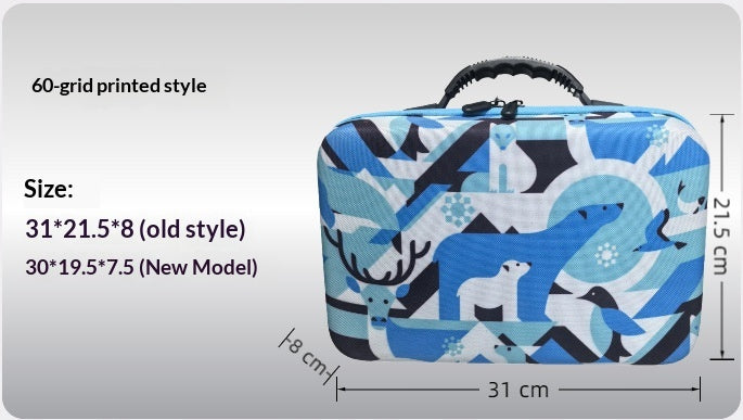 60-Compartment Printed Multi-Size Essential Oil Bottle Organizer Portable Travel Makeup Bag