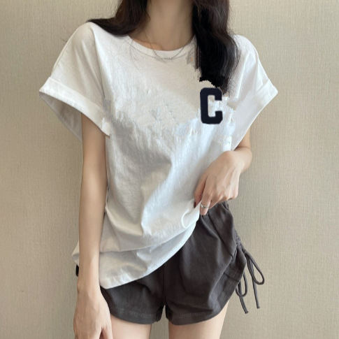 Loose Drop Shoulder Sleeve Top Womens Korean Tyle