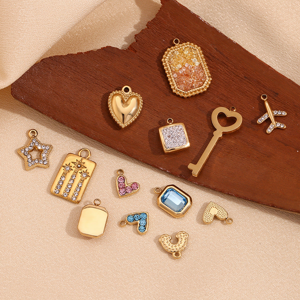 Mini And Simple Ornament Accessories 18K Gold Micro Inlay Colorful Crystals