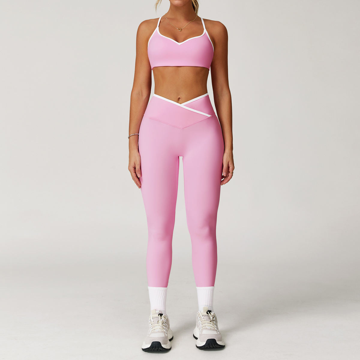 Peach Hip High Waist Tight Yoga Pants Suit