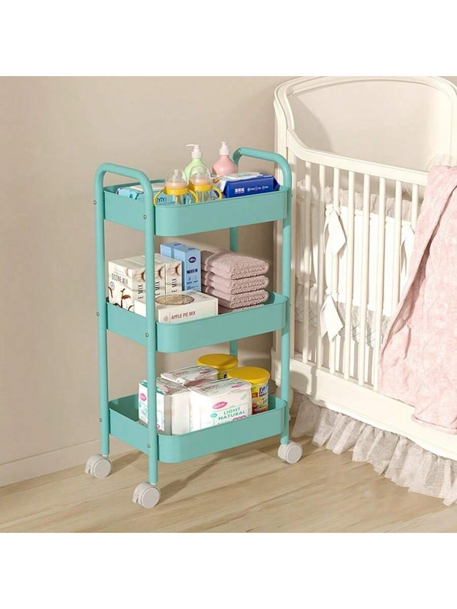 3-Tier Trolley On Wheels - Storage Cart For Kitchen, Beauty Salon, Bedroom, Bathroom And Office - Multi-Functional Mobile Storage Cart