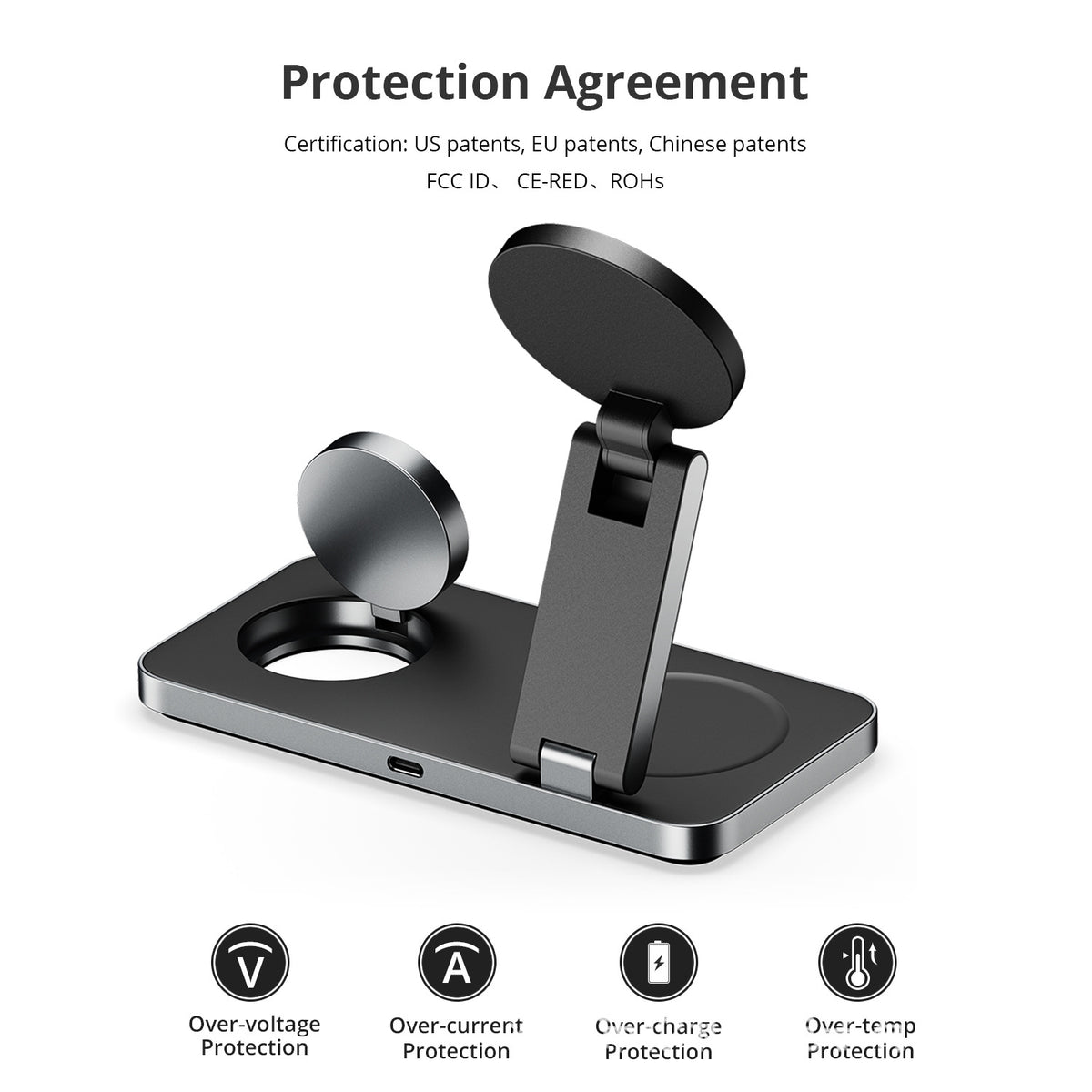 Wireless Phone Charger Watch Earbuds And Phone Charging Standfoldable And Compact