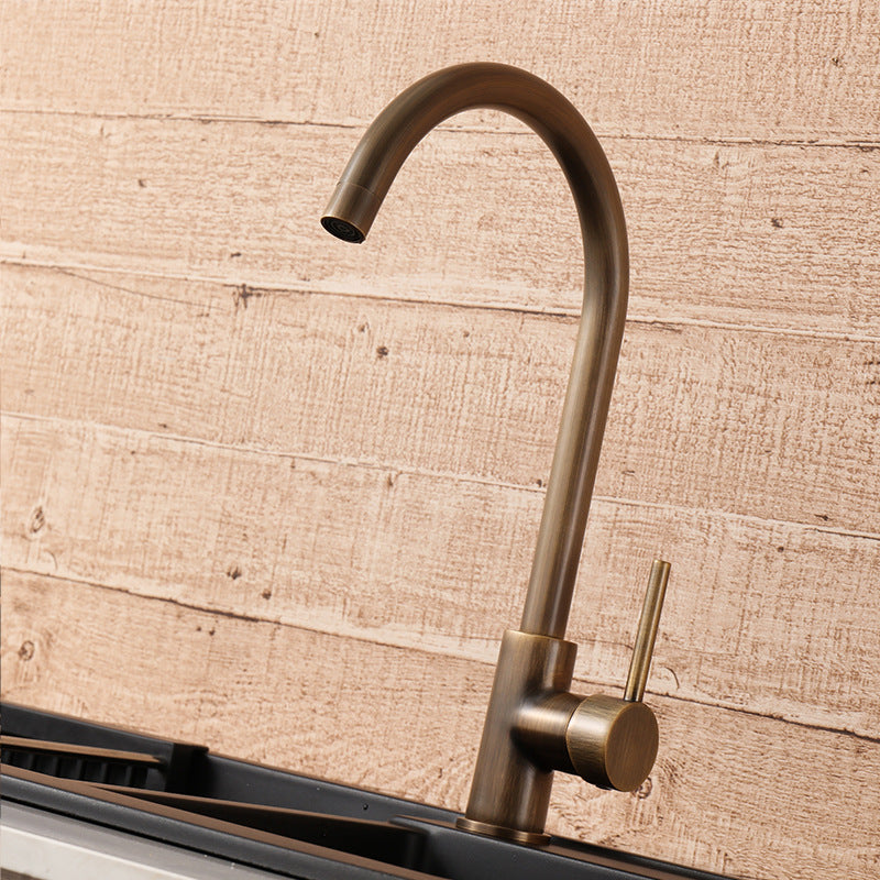 Kitchen Antique-style Splash-proof Dual-control Faucet For Hot And Cold Water