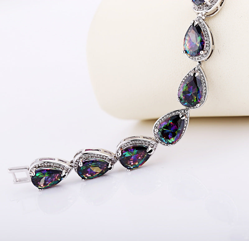 Womens Korean-Style Multicolor Gemstone Bracelet