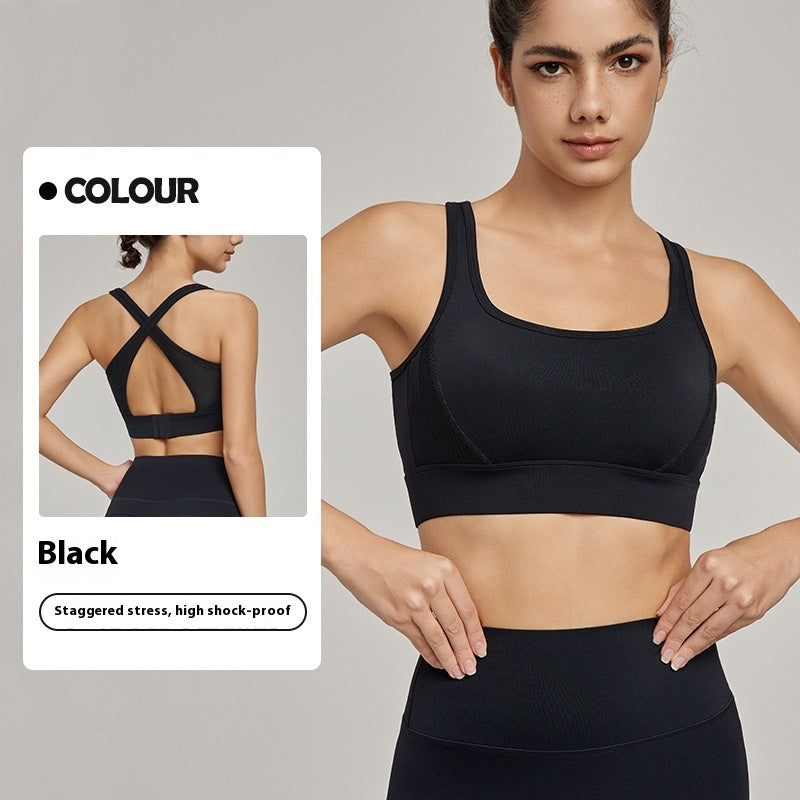 Shockproof Fixing Cup Cross Beauty Back Yoga Clothes Vest