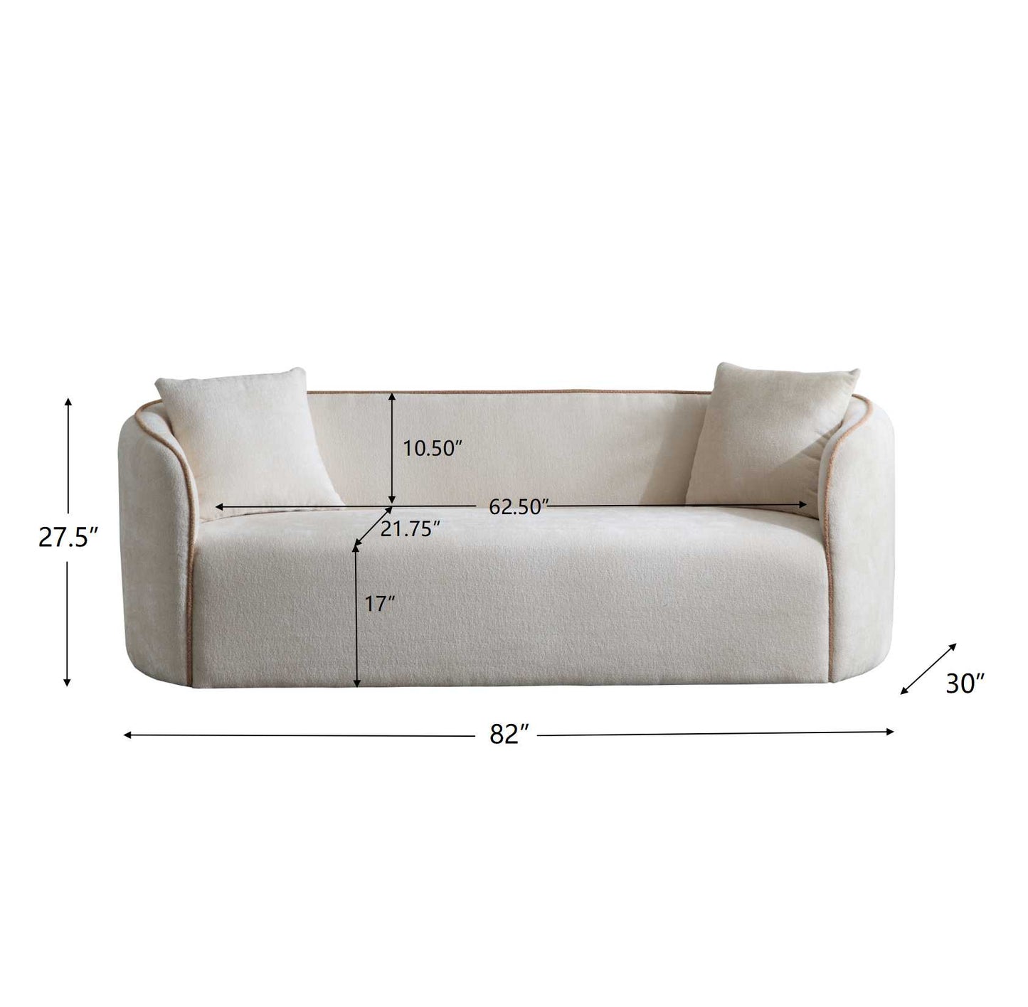 Coral 82 Curved Boucle Sofa,3-Seater,Living Rooms,Bedrooms,Apartment Office,BEIGE