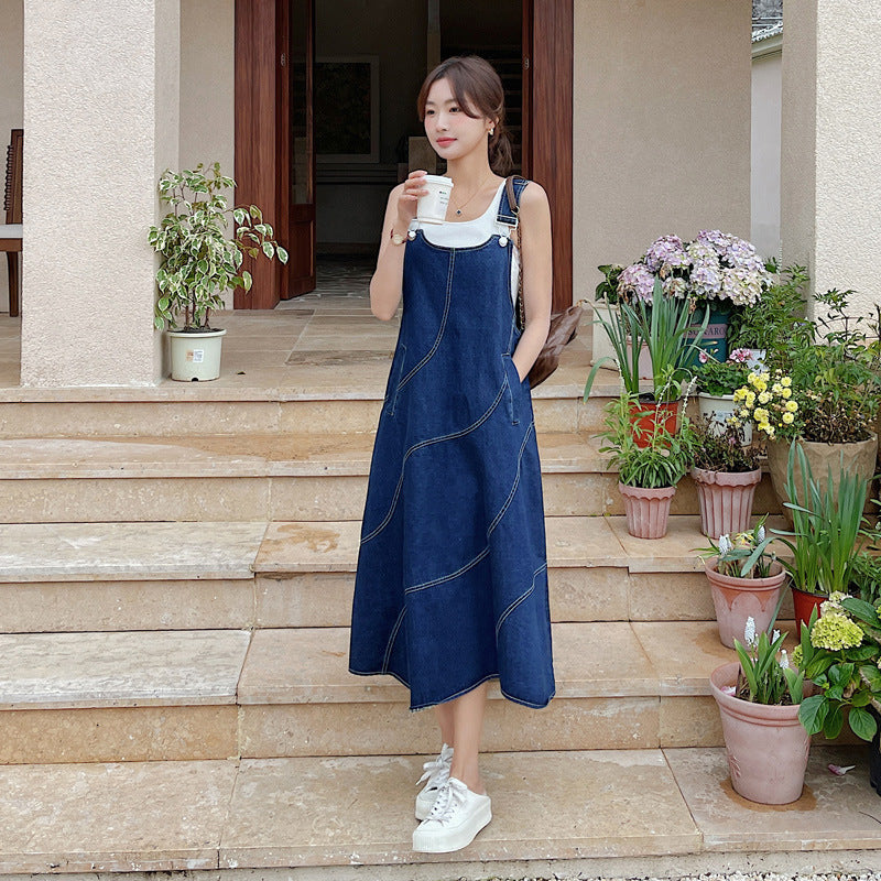 Korean-style Retro All-Match Figure-Flattering Loose A-Line Dress
