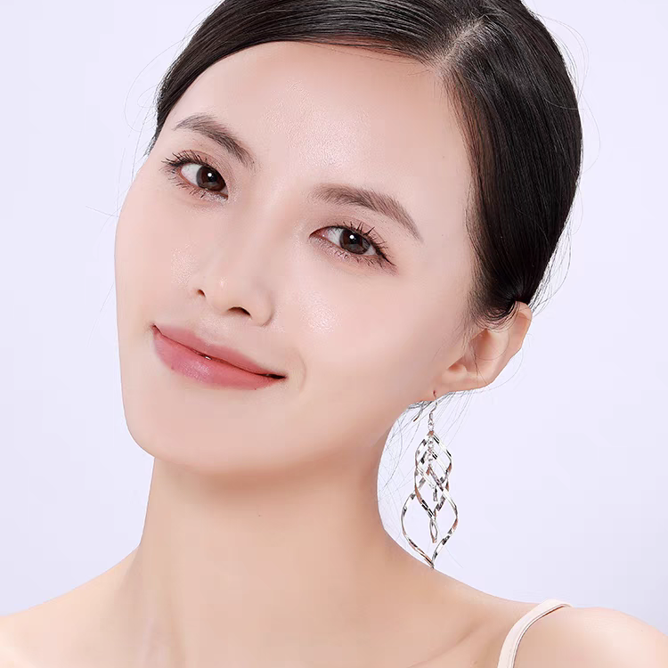 1 Pair 999 Sterling Silver Long Spiral Twisted Drop Earrings, Minimalist & Elegant, Perfect For Daily, Party & Dating, Ideal Valentine's Gift