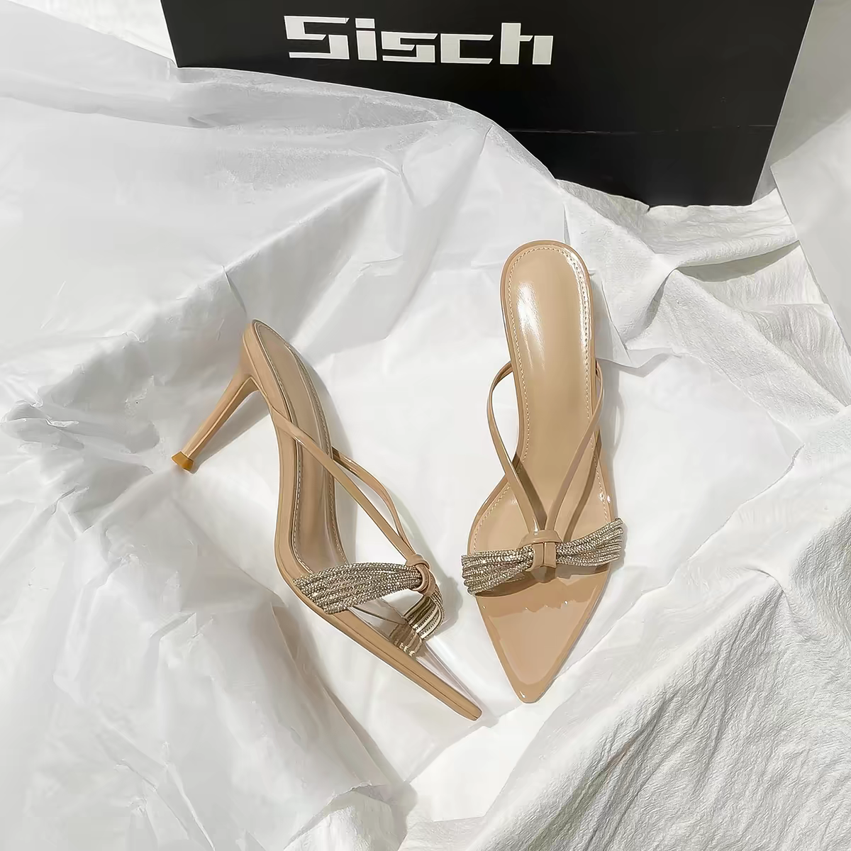 2026 Summer New French Sandals For Women, Versatile Viral One-Strap Slides, Stunning Stiletto High Heels