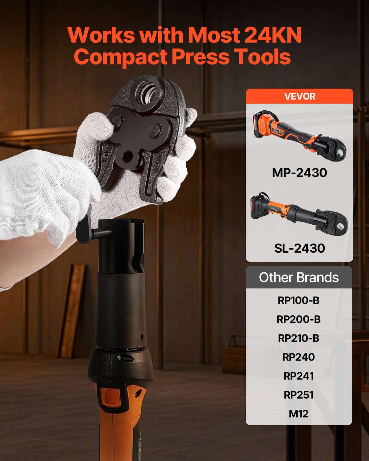 7/8" Press Jaw For Compact Series Press Tools, 52 HRC Hardened Steel Pressing Jaw For High Pressure HVAC/R Applications - Compatible With 24KN Press Tools For RLS Copper Pipes Connections