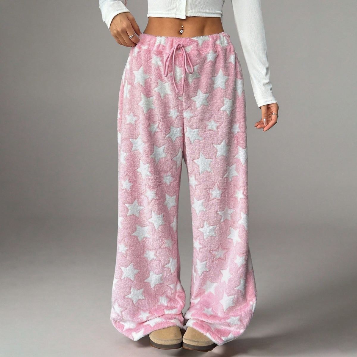 Plush Pentagram Casual Home High-Waisted Warm Pants