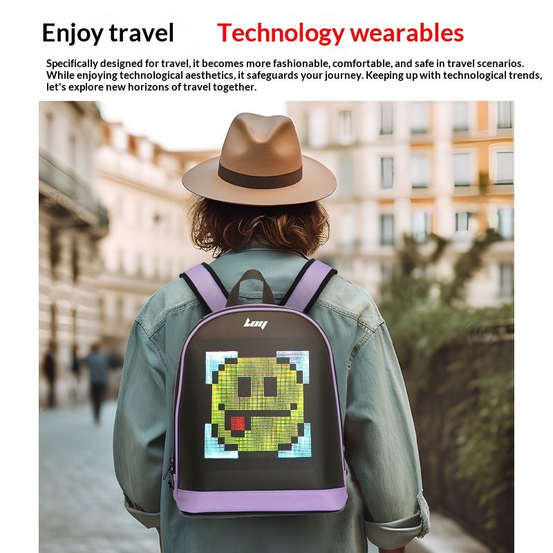 Waterproof Leisure Luminous LED Display Smart Backpack