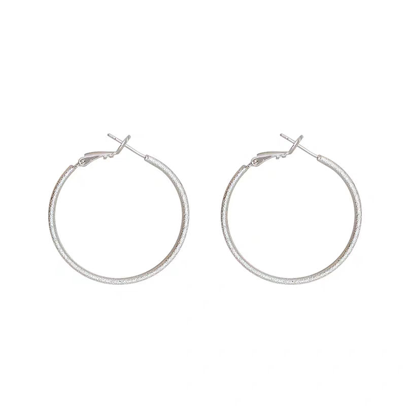 1 Pair 999 Sterling Silver Shimmer Hoop Earrings, Minimalist Style, Perfect For Daily Wear And Valentine's Gift