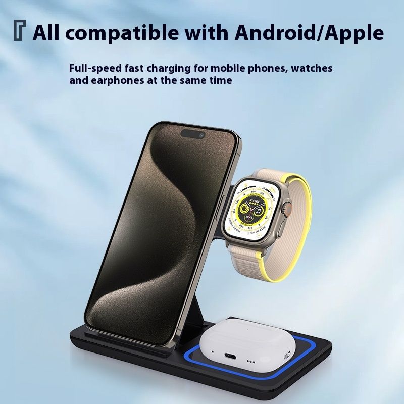 Three-in-one Folding Wireless Charger Mobile Desktop Stand