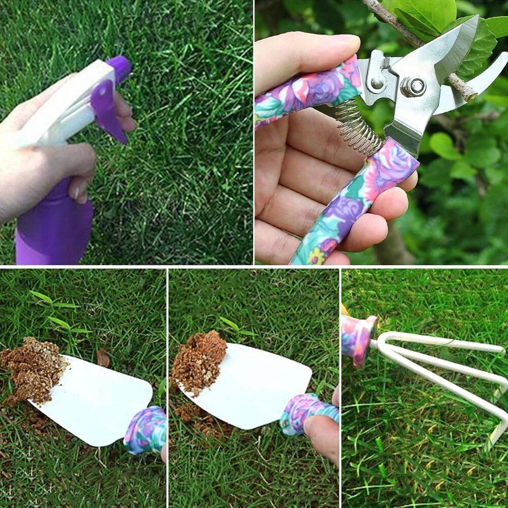 10Pcs Garden Tool Set Shovel Harrow Potted Flower Gardening Tools Gift Kit