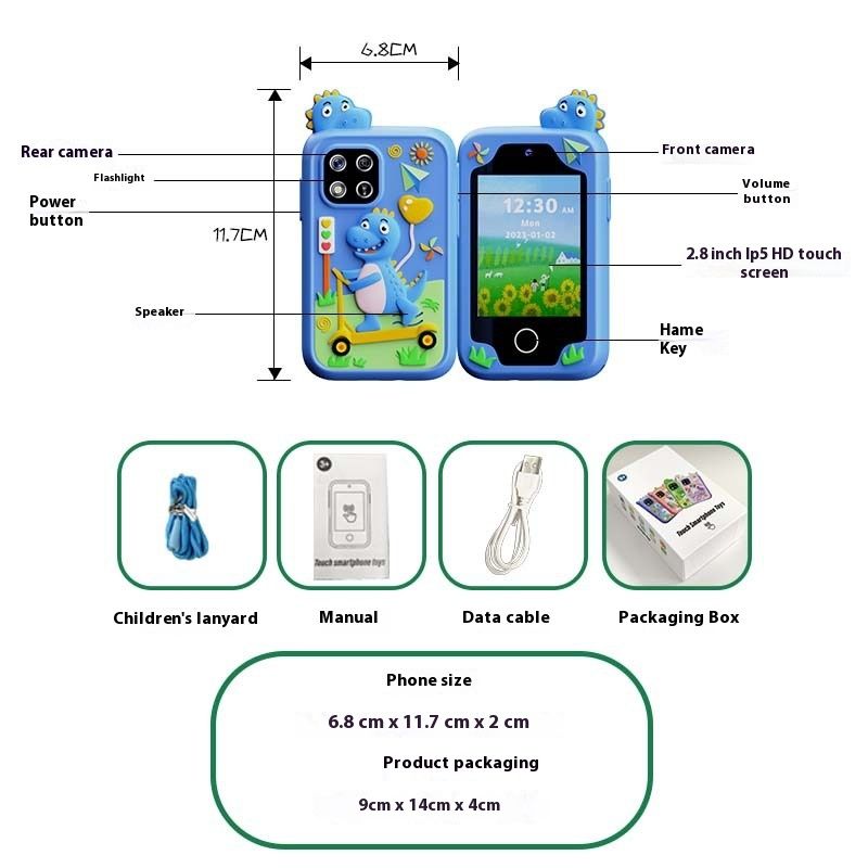 Children's Mobile Phone Shooting Video Mini Big Head Stickers Game Toys
