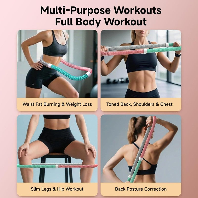 Weighted Fitness Hoop Portable Waist Friendly-Foldable Indoor Foldable Exercise
