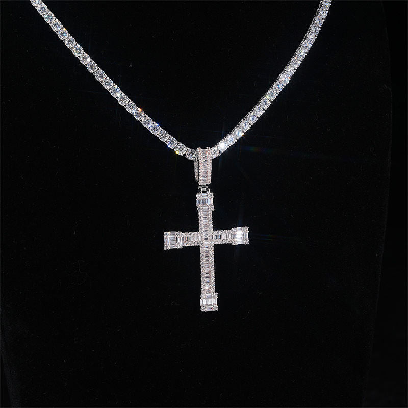 European And American Personalized Micro Inlaid Zircon Cross Hip Hop Ear Accessories
