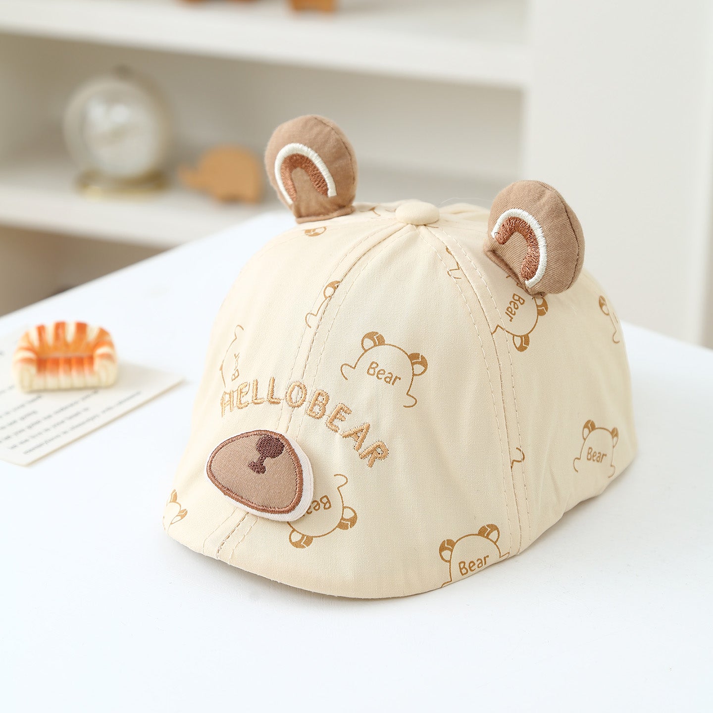 Summer Children's Printed Bear Embroidered Letter Versatile And Fashionable Outdoor Cap For Babies - Baby Outdoor Cartoon Beret
