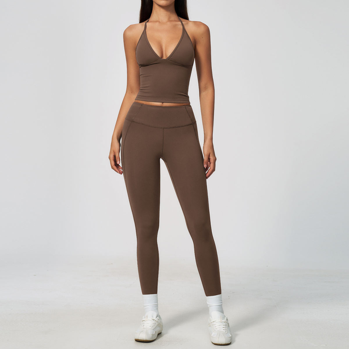 Halterneck Backless High-Compression Tummy-Control Yoga Outfit For Women